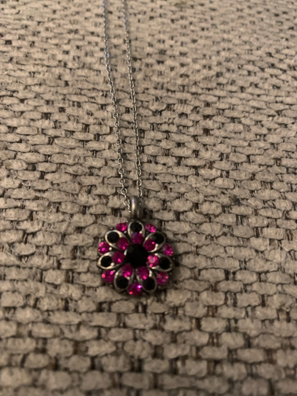 Mariana Guardian Angel Necklace with Black and Hot Pink Crystals